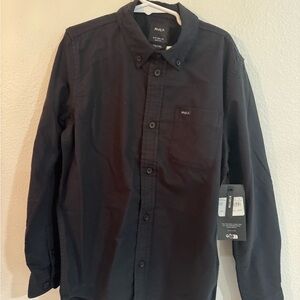 RVCA Men's Dark Button Down Shirt